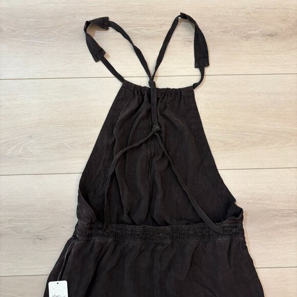 Free People Bib Overall Halter Jumpsuit in Chocolate Brown - Picture 4 of 7